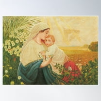 Mother Mary And The Holy Child Jesus Christ By Adolf H. Poster Wall Art, Modern Wall Decor For Living Room Bedroom, 16x24 UNFRAMED