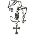 thumbnail image 2 of 24" Stainless Steel Black Beaded Rosary With Virgin Mary & Jesus Cross – Includes Gift Box 2 of 4