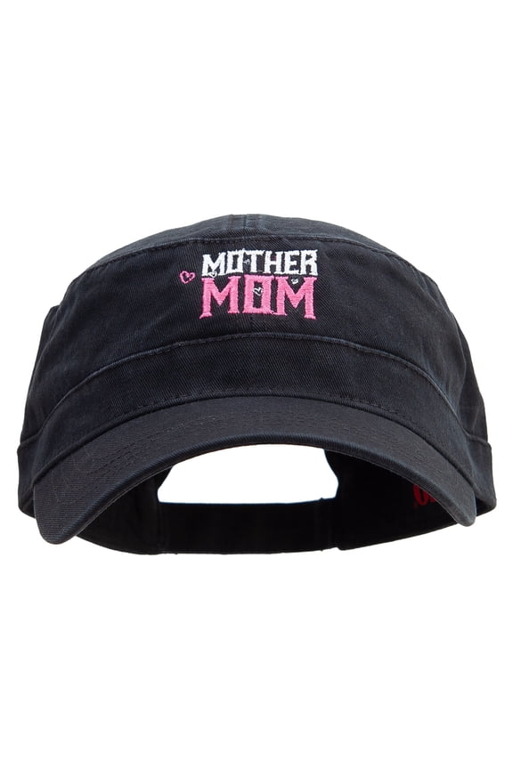 Mother Mom Day Washed Adjustable Army Cap - Black OSFM