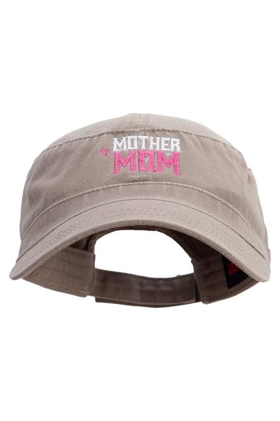 Mother Mom Day Washed Adjustable Army Cap - Khaki OSFM