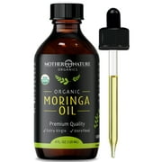 Mother Nature Moringa Oil - Premium All-Natural Face, Hair & Body Oil - USDA Certified Organic, 100% Pure, Cold-Pressed & Unrefined - Gluten-Free, Non-GMO & Vegan (4 Fl. Oz.)