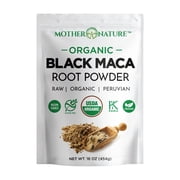 Black Maca Root Powder 16 oz, USDA Organic Raw Peruvian Black Maca Powder Maca Negra, Non-GMO, Vegan, for Men & Women | Mother Nature Organics