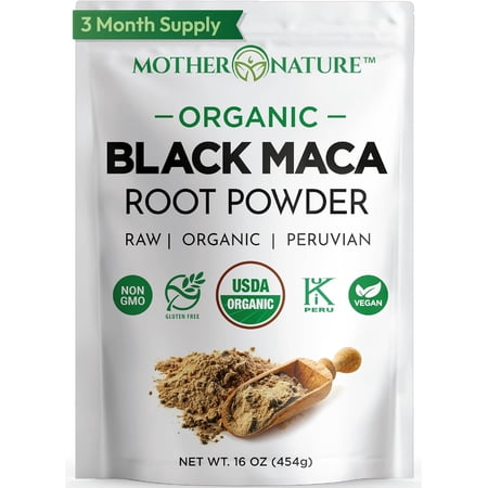 Organic, Raw Peruvian Black Maca Root Powder - Premium USDA Certified, Ideal for Men & Women, Boost Workouts, Enhance Muscle Recovery, Non-GMO, Vegan Superfood, 16 oz