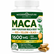 Mother Nature Organics Maca Root Capsules, 120 ct, USDA Organic, Non-GMO, Vegan, Peruvian Raw Maca for Energy