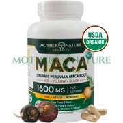 Mother Nature Organics Maca Root Capsules, 120 ct for Women and Men, USDA Organic, Non-GMO, Vegan, Peruvian Raw Maca
