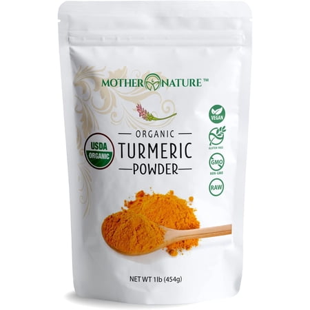 Mother Nature Organics Turmeric Powder 16 oz, 100% Pure & Organic, Herbal Supplement and Natura Color