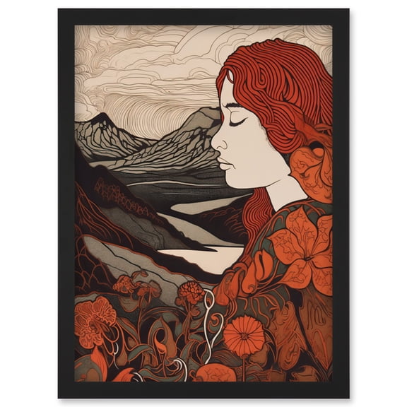 Mother Nature Spring Floral Mountain Landscape Artwork Framed Wall Art Print A4