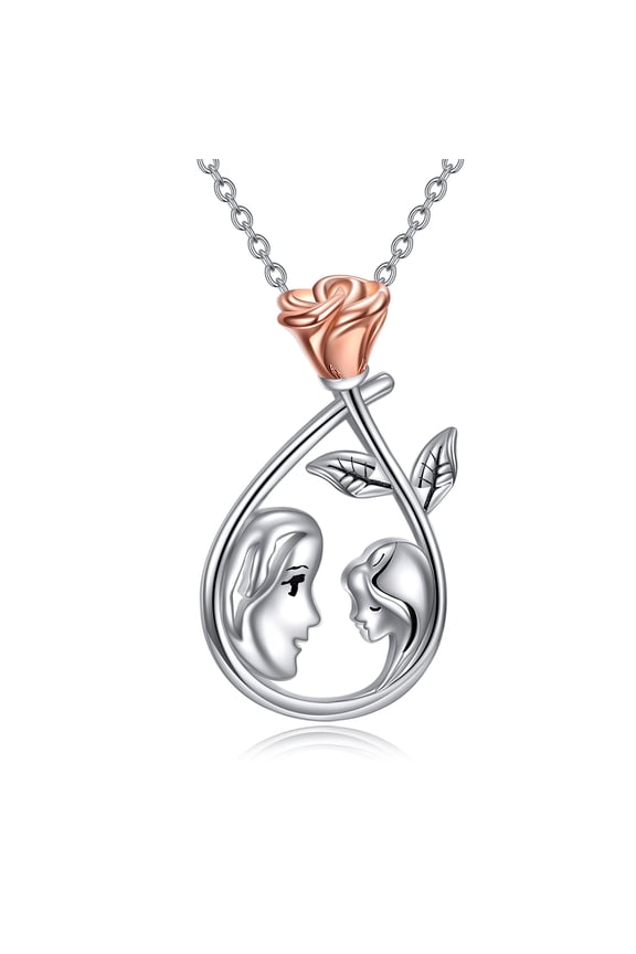 Mother Necklace from Mom Sterling Silver Rose Jewelry for Women (rose)