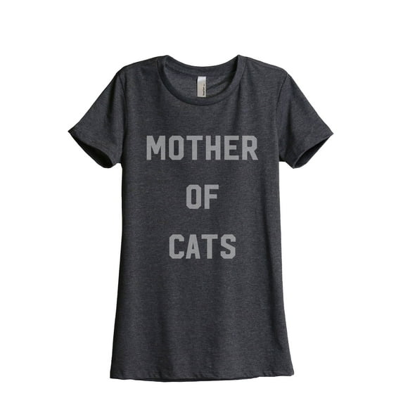Mother Of Cats Women's Fashion Relaxed T-Shirt Tee Charcoal Grey Large