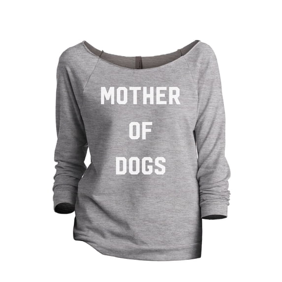 Mother Of Dogs Women's Fashion Slouchy 3/4 Sleeves Raglan Lightweight Sweatshirt Sport Grey Small