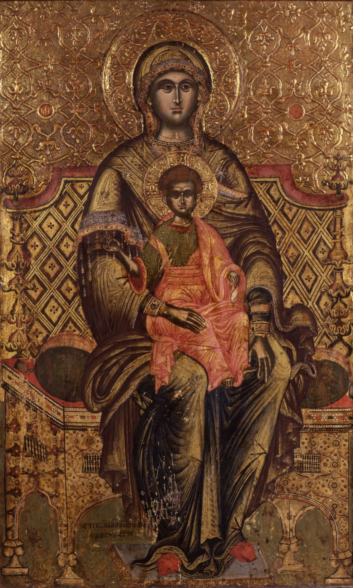 Mother Of God Enthroned Canvas Art - (24 x 36)