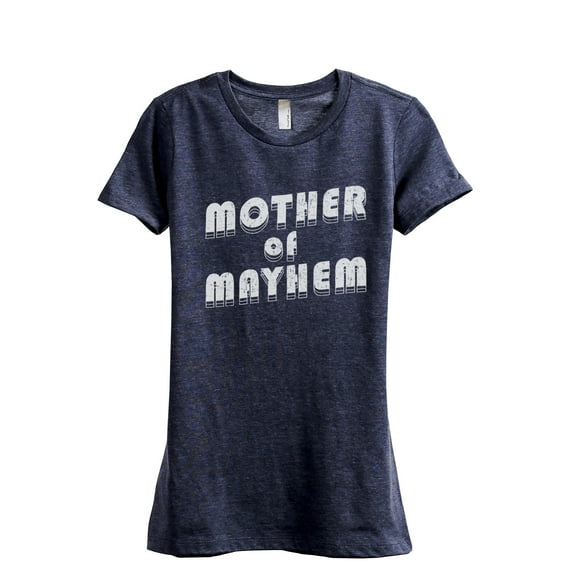 Mother Of Mayhem Women's Fashion Relaxed T-Shirt Tee Heather Navy Medium