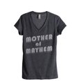 thumbnail image 1 of Mother Of Mayhem Women's Fashion Relaxed V-Neck T-Shirt Tee Charcoal Grey Small, 1 of 3