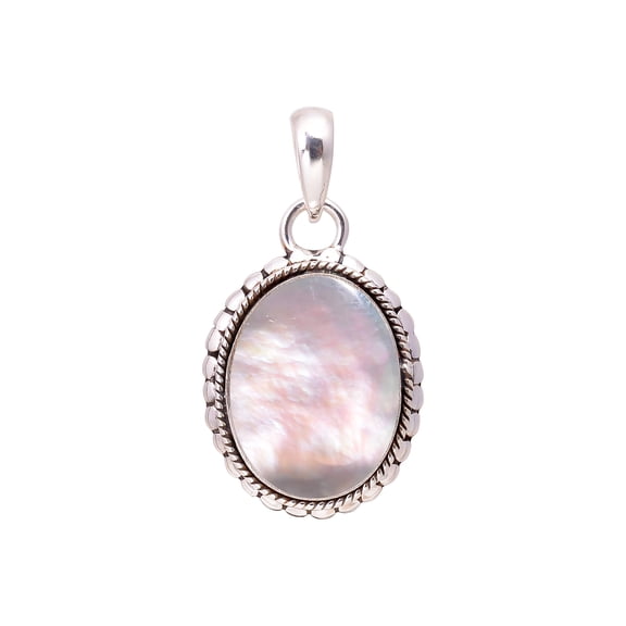 Mother Of Pearl - Australia 925 Sterling Silver Pendant V7747, Solitaire Pendant, White Pendant, Oval Pendant, Gift For Her, Mother Of Pearl Pendant