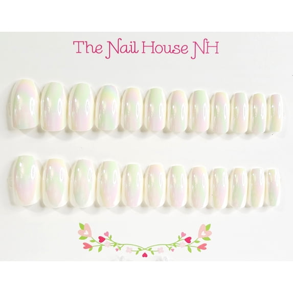 Mother Of Pearl Chrome Ballerina Press-on Nails by The Nail House NH - 24 Pieces