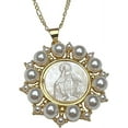 thumbnail image 1 of Mother Of Pearl Virgin Mary Medal Necklace,18K Gold Plated Pearl MOP Necklace Women, 1 of 5
