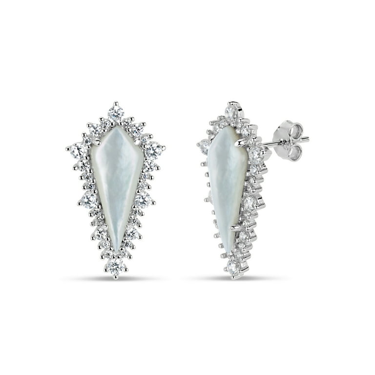 Triangle Stud Earrings Rhodium-plated Silver Cubic Zirconia Triangle Stud Earrings Rhodium-plated Silver Cubic Zirconia