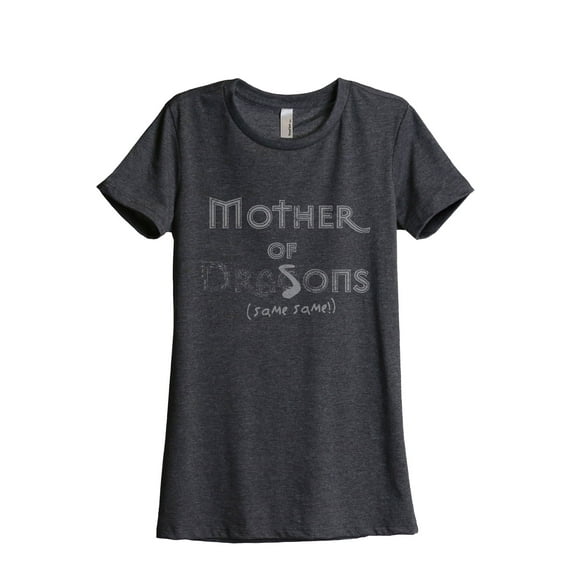 Mother Of Sons Same Same Women's Fashion Relaxed T-Shirt Tee Charcoal Grey Medium