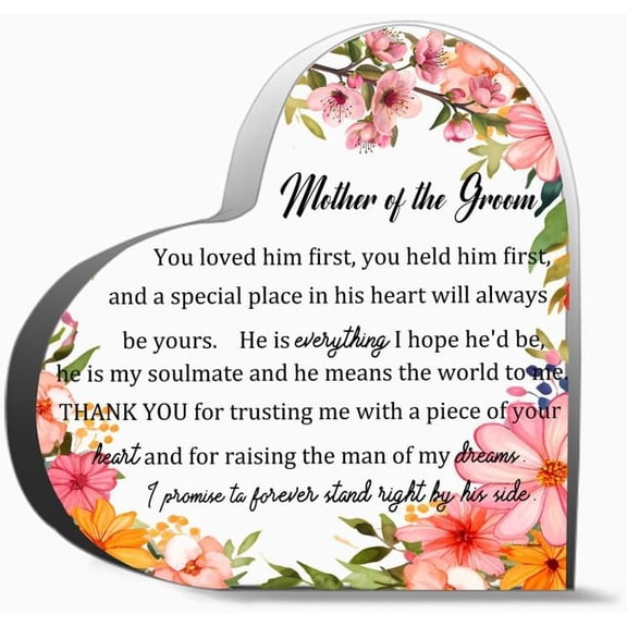 Mother Of The Groom You Loved Him First You Held Him First Gifts For Women Men,Acrylic Heart Keepsake For Teacher Colleague Boss Family And Friends