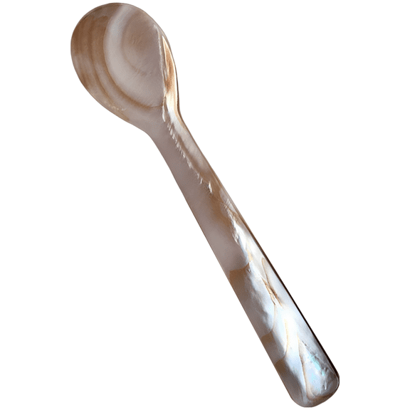 Mother of Pearl Caviar Spoon, 5.1 in / 13 cm Shell Spoon, Natural Texture, Hand Polished, Ice Cream Spoons, Elegant Tableware Spoons for Home, Restaurants, and Western Dining