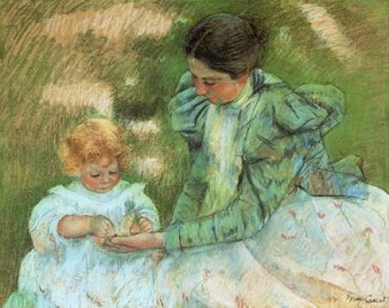 Mother Playing With Her Child 1897 Canvas Art - Mary Cassatt (22 x 28)