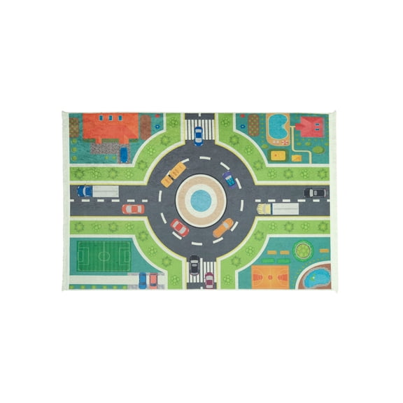 Mother Ruggers Vroom Machine Washable Colorful Kid's Rug