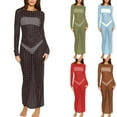 thumbnail image 1 of Mother'S Day Gifts AXXD Swim Suits Cover Up for Women 2024 Sexy Pearls Dress Cover Up Sheer Summer Beach Bikni Long Sleeve Hollow Out Mesh Long Maxi Dress, 1 of 4