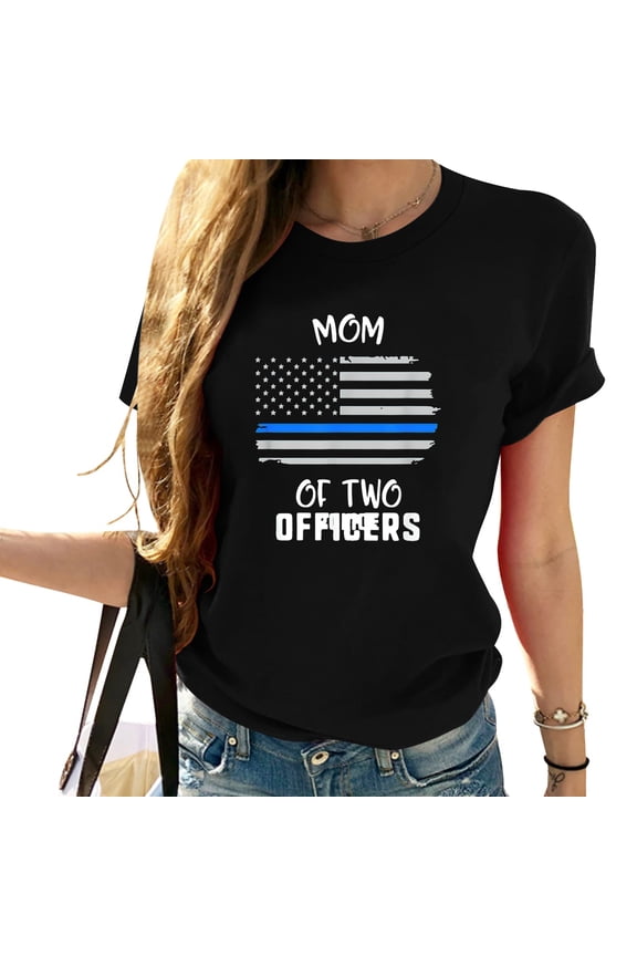 Mother'S Day Mom Of 2 Police Officers Women Gift T-Shirt