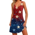 thumbnail image 1 of Mother'S Day Outfit For Women, 4Th Of July Casual Tank Sundress With Pockets Boho Beach American Flag V Neck Tshirt Dresses Hot Pink Square Dress Plus Size Dresses Cocktail (M, Dark Blue) ZMTing, 1 of 5