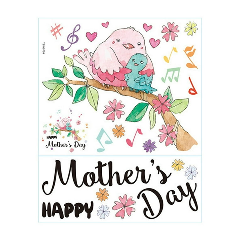 Mother'S Day Wall Stickers Creative Birds Tree Notes Window Stickers Living  Room Children Bedroom Wall Decoration Photography Blanket Baby Happy Valentine  Stickers for Kids Hunting Stickers for Water 