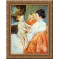 thumbnail image 1 of Mother, Sara and the Baby 20x23 Gold Ornate Wood Framed Canvas Art by Cassatt, Mary,, 1 of 2