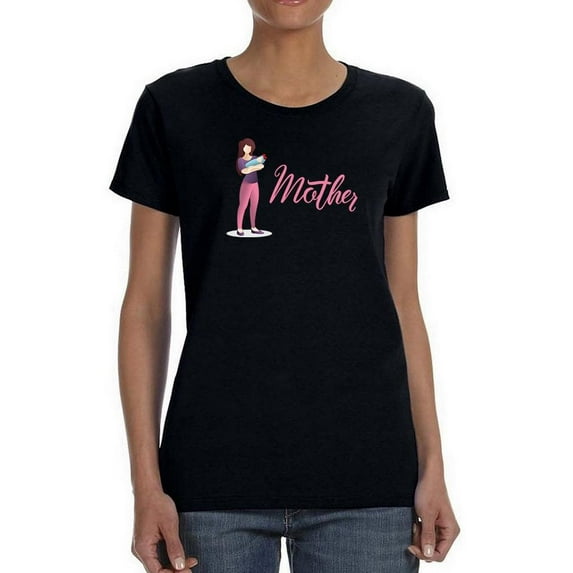 Mother Silhouette W Baby Shaped T-Shirt Women -Image by Shutterstock, Female Large