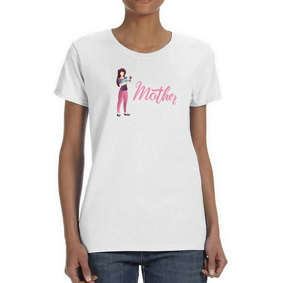 Mother Silhouette W Baby Shaped T-Shirt Women -Image by Shutterstock, Female Large