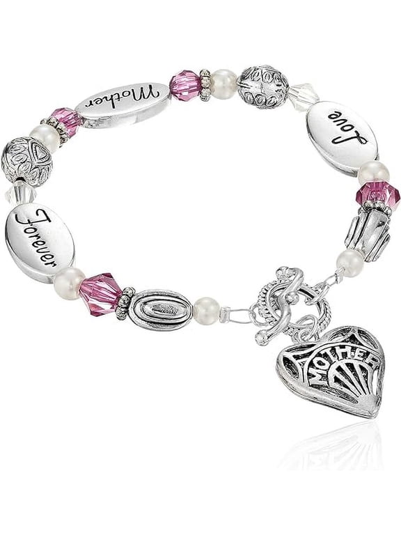 Mother Silver Charm Bracelet Gift Mom Love Forever
