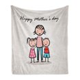 thumbnail image 1 of Mother Soft Flannel Fleece Blanket, Happy Mothers Day Cartoon Illustration with a Son and a Daughter Family Themed Print, Cozy Plush for Indoor and Outdoor Use, 70" x 90", Multicolor, by Ambesonne, 1 of 5