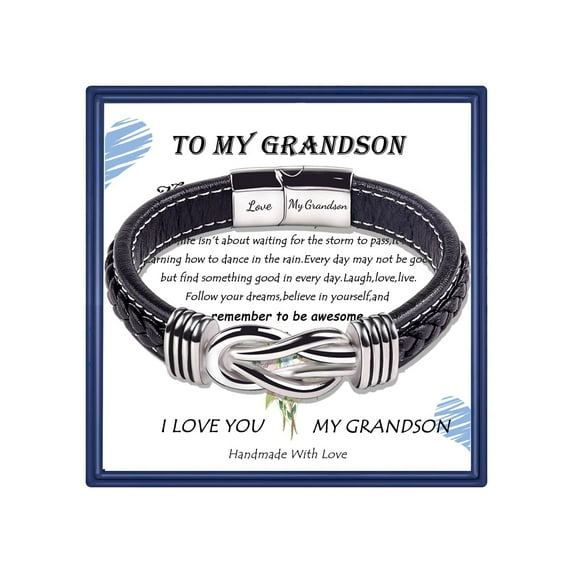 Mother Son Bracelet, Mother and Son Forever Linked Together Braided Leather Bracelet, To My Son Bracelet From Mom, Braided Leather Knot Wristband Cuff Bracelet, Gifts for Men
