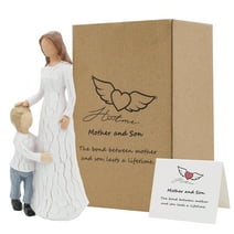 Mother and Son Figurines, Sculpted Hand-Painted Figure Statue, Gift for Mom Son Birthday Mother's Day - The Bond Between Mother and Son Lasts A Lifetime