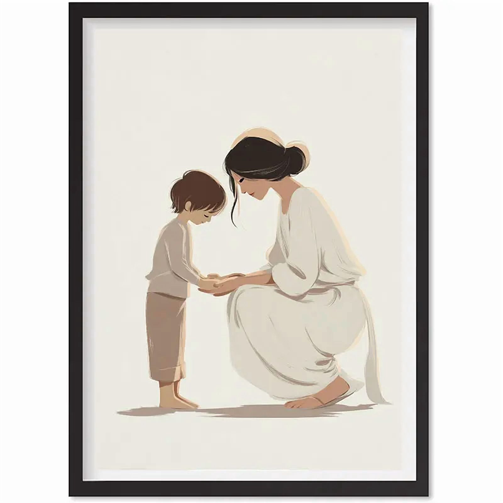 Mother And Son Print, Gift For Mothers, Mom And Child Art Print, Matte ...