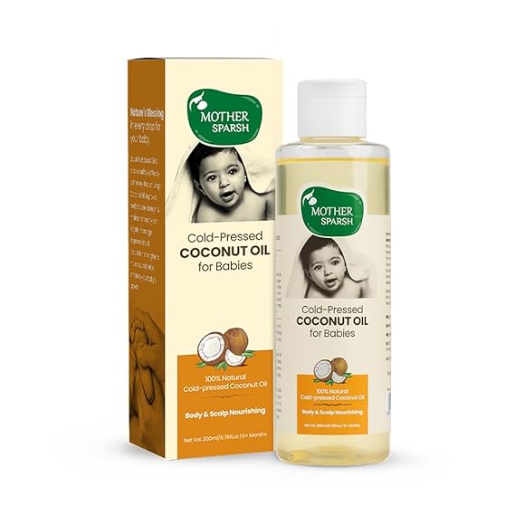 Mother Sparsh Cold Pressed Coconut Oil for Baby Massage, Skin & Hair