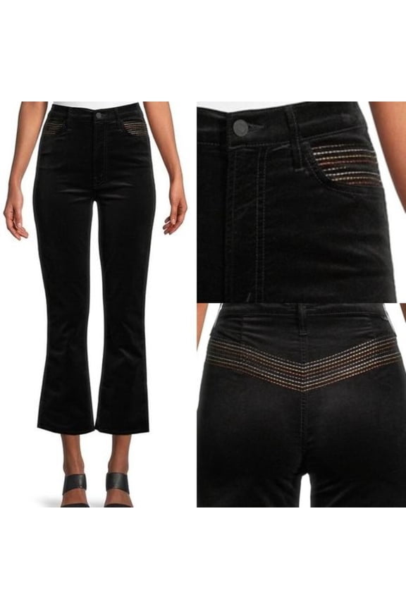 Women's The Smooth Hustler Metallic Embroidered Velour Wide Kick Flare