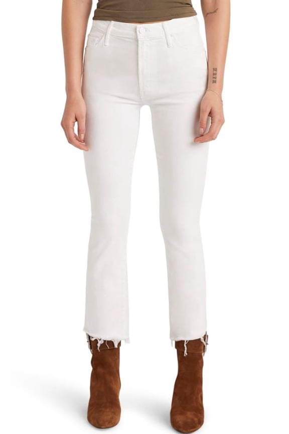 Women's White The Insider Crop Step Fray Jeans, 28