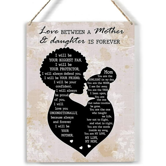 Mother Wood Sign Love Between a Mother and Daughter is Forever Wooden Signs Rustic Hanging Plaque Home Wall Art 8x10, Perfect Mom Sign Wall Decor for Home Bedroom