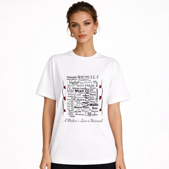 Mother Word Cloud Mother’s Day Gift for Women Classic Soft Loose Fit Casual T-Shirt Top