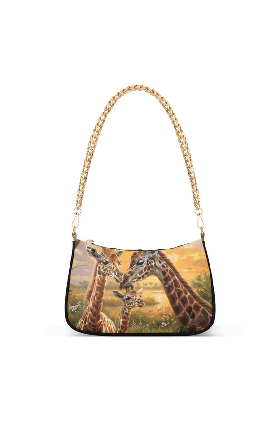 Mother and Baby Giraffes LoveWomen Small Shoulder Bag Crossbody Tote Hobo Bags Purse Clutch Handbags with Chain Strap for Women