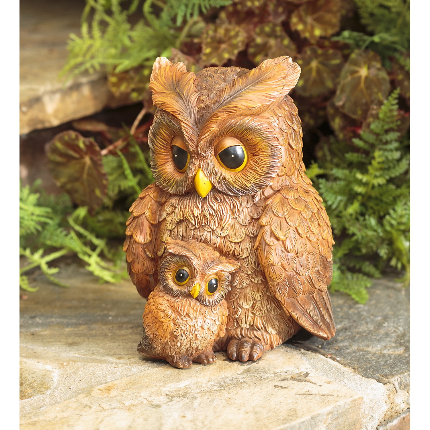 Mother and Baby Owl Garden Statue
