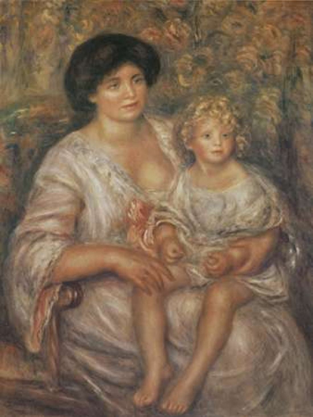 Mother and Child Canvas Art - Pierre-Auguste Renoir (18 x 24)