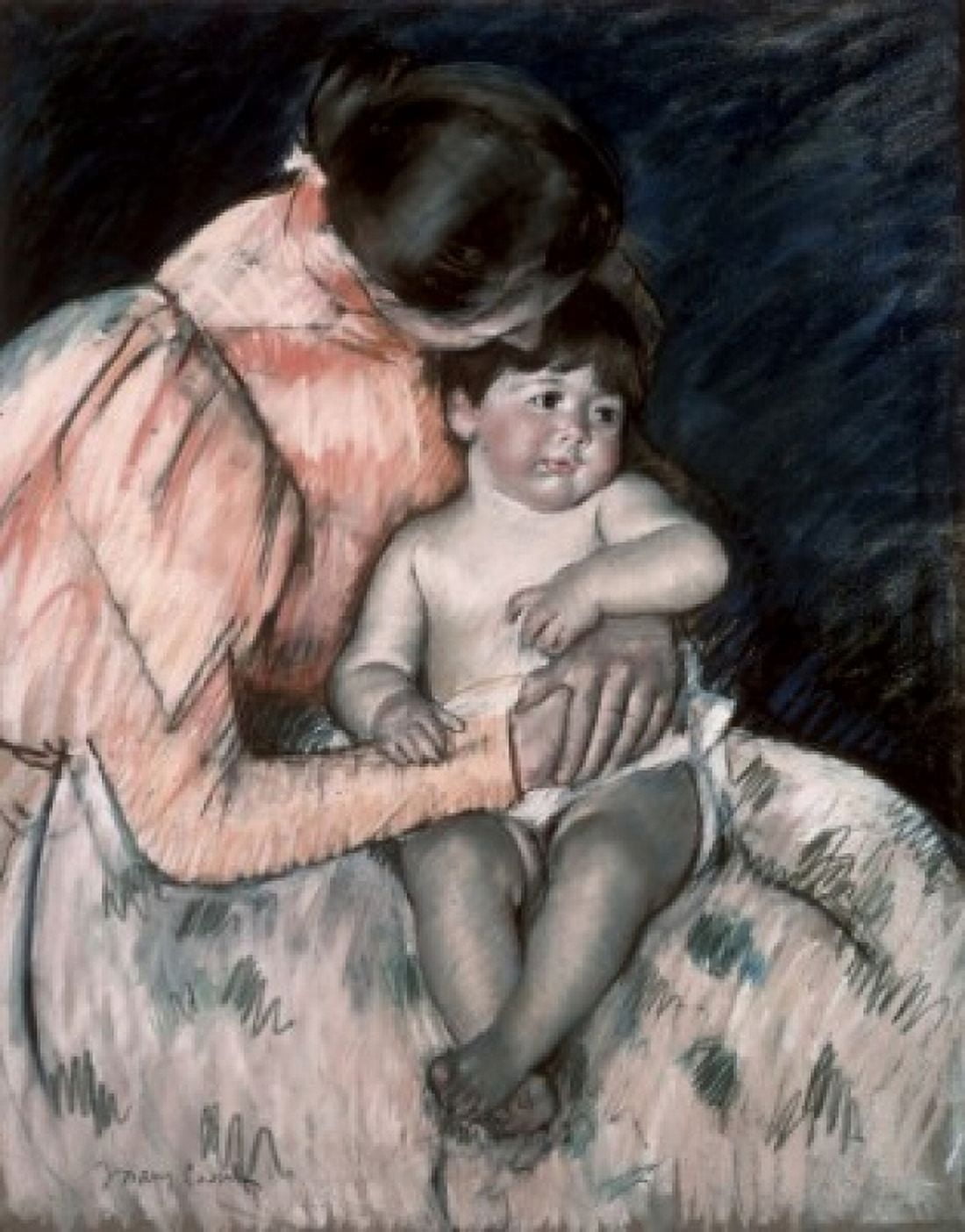 Mother and Child Mary Cassatt (1845-1926American) Pastel Pushkin Museum of Fine Arts Moscow Canvas Art - Mary Cassatt (18 x 24)