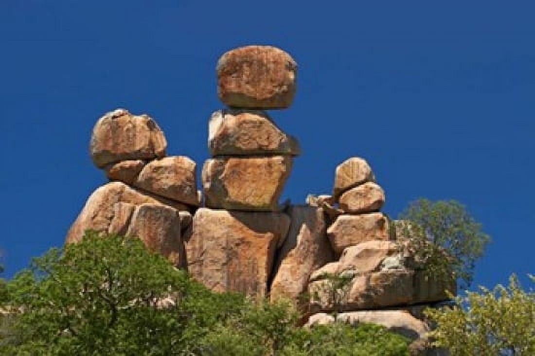Mother and Child rock formation Matobo NP Zimbabwe Africa Canvas Art - David Wall DanitaDelimont (35 x 24)