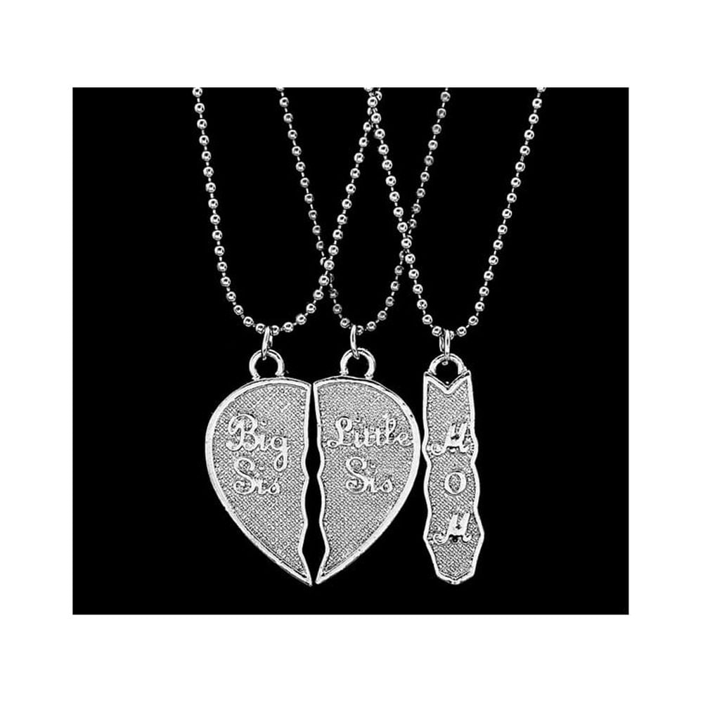 Buy Big Middle Little Sister Necklace Set, Hand Stamped Heart Puzzle Jewelry  Set, Big Sis, Lil Sis Mom Set, Three Friend BFF, Stainless Steel Online in  India - Etsy