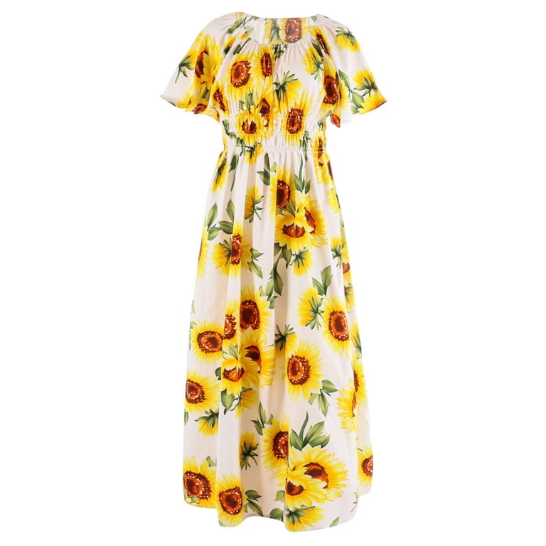 Mother and Daughter Dress Sunflower Print Loose Summer Long Dress Walmart